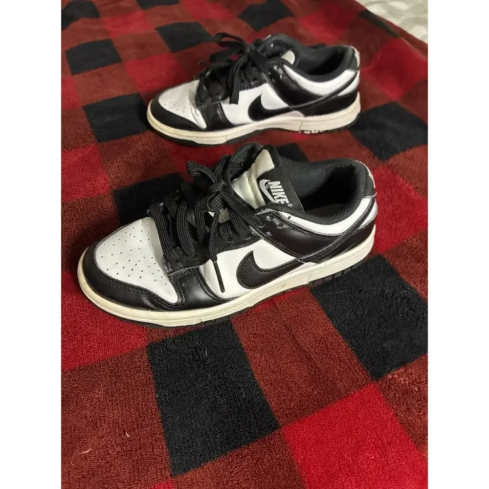 Nike Dunk Low Black/White Leather Colorblock Unisex Kids US 5 DD1503-101 Panda